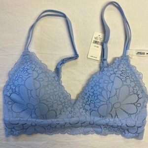 NWT Aerie Real Happy Wireless Lightly Lined Candy Lace Bra -- Blue - 30B